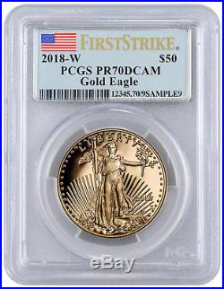 2018-W 1 oz Gold American Eagle Proof $50 PCGS PR70 DCAM FS Flag Label SKU52611