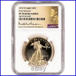 2018 W American Gold Eagle Proof 1 oz $50 NGC PF70 UCAM Early Release St Gaudens