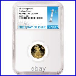2018-W Proof $5 American Gold Eagle 1/10 oz NGC PF70UC FDI First Label