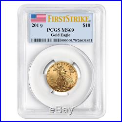 2019 $10 American Gold Eagle 1/4 oz. PCGS MS69 First Strike Flag Label