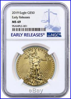 2019 1 oz Gold American Eagle $50 NGC MS69 ER Blue Label SKU56122