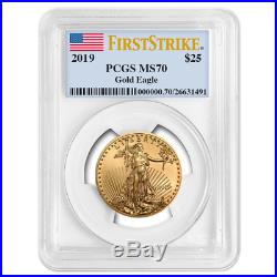 2019 $25 American Gold Eagle 1/2 oz. PCGS MS70 First Strike Flag Label