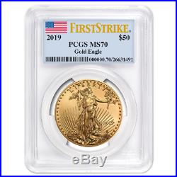 2019 $50 American Gold Eagle 1 oz. PCGS MS70 First Strike Flag Label