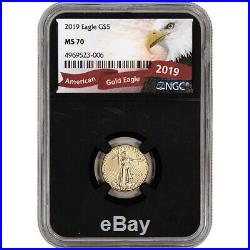 2019 American Gold Eagle 1/10 oz $5 NGC MS70 Bald Eagle Ribbon Label Black