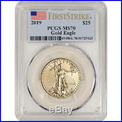 2019 American Gold Eagle 1/2 oz $25 PCGS MS70 First Strike Flag Label