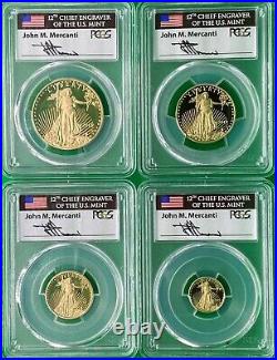 2019 American Gold Eagle Proof 4-Coin Year Set PCGS PR70 John Mercanti Signed