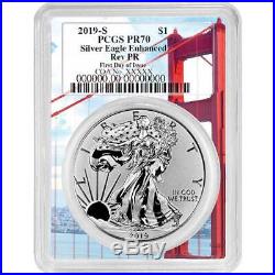 2019-S Enhanced Reverse Proof $1 Silver Eagle / COA # PCGS PR70 FDOI Golden Gate