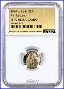2019 W 1/10 oz Gold American Eagle Proof $5 NGC PF70 UC FR Foil Label SKU56155