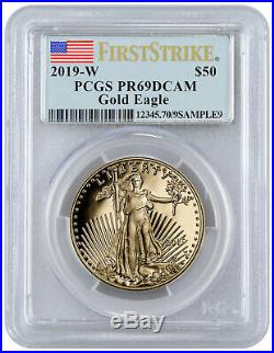 2019 W 1 oz Gold American Eagle Proof $50 PCGS PR69 FS Flag Label SKU56188