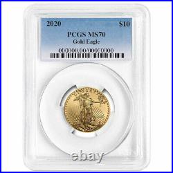 2020 $10 American Gold Eagle 1/4 oz. PCGS MS70 Blue Label