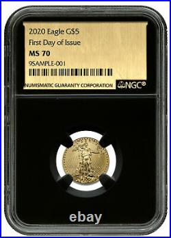 2020 1/10 oz Gold American Eagle $5 NGC MS70 FDI Black Core Gold Foil