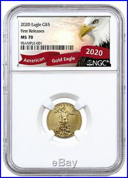 2020 1/10 oz Gold American Eagle $5 NGC MS70 FR Exclusive Eagle Label SKU59547