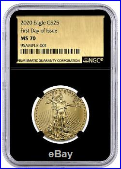 2020 1/2 oz Gold American Eagle $25 NGC MS70 FDI Blk Gold Foil PRESALE SKU59575