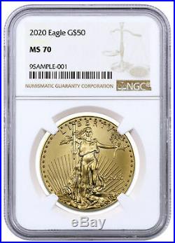 2020 1 oz Gold American Eagle $50 NGC MS70 Brown Label SKU59581