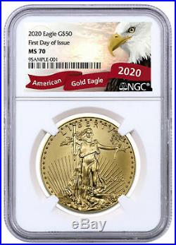 2020 1 oz Gold American Eagle $50 NGC MS70 FDI Exclusive Eagle Label SKU59590