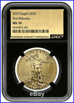 2020 1 oz Gold American Eagle $50 NGC MS70 FR Black Gold Foil SKU59585