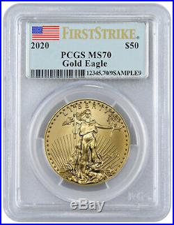 2020 1 oz Gold American Eagle $50 PCGS MS70 FS Flag Label PRESALE SKU59593