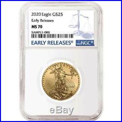2020 $25 American Gold Eagle 1/2 oz. NGC MS70 Blue ER Label