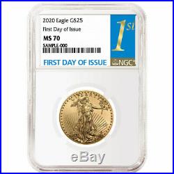 2020 $25 American Gold Eagle 1/2 oz. NGC MS70 FDI First Label