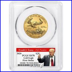 2020 $25 American Gold Eagle 1/2 oz PCGS MS70 FS Trump 2020 Label