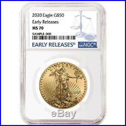 2020 $50 American Gold Eagle 1 oz. NGC MS70 Blue ER Label