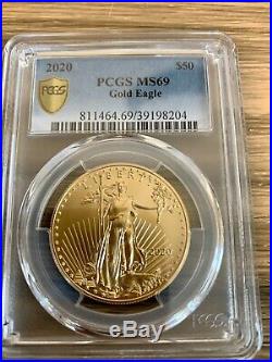 2020 $50 American Gold Eagle 1 oz. PCGS MS69 Gold Shield Label