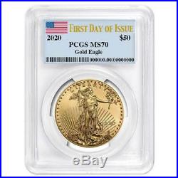 2020 $50 American Gold Eagle 1 oz. PCGS MS70 FDOI Flag Label