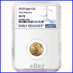 2020 $5 American Gold Eagle 1/10 oz. NGC MS70 Blue ER Label