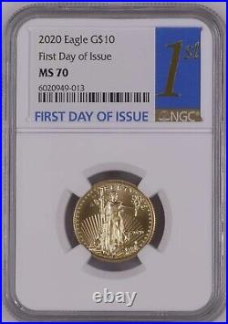 2020 American 1/4 oz Gold Eagle NGC MS 70 First Day Of Issue beautiful