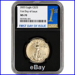 2020 American Gold Eagle 1/2 oz $25 NGC MS70 First Day of Issue 1st Black