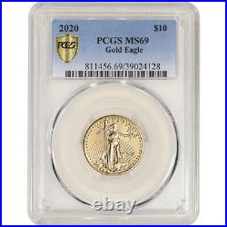 2020 American Gold Eagle 1/4 oz $10 PCGS MS69 Gold Shield Label