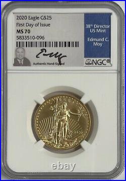 2020 American Gold Eagle MS70 Ed Moy Signed Population Only 279 NGC 1/2oz
