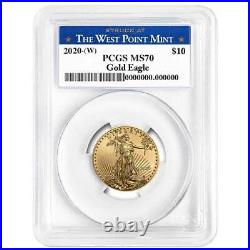 2020 (W) $10 American Gold Eagle 1/4 oz. PCGS MS70 West Point Label