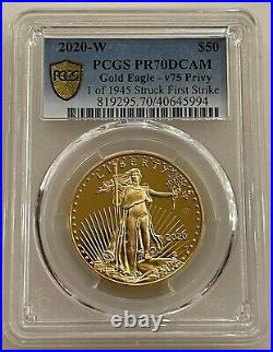 2020-W $50 Gold Eagle V75 Privy PCGS PR70DCAM First Strike 1 of 1945 Coins WWII
