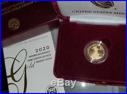 2020-W $5 1/10 oz Gold American Eagle Proof Coin West Point with COA
