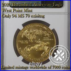 2020 W G$50 American Gold Eagle NGC MS70 Burnished Unc First Releases 20EH 1 oz