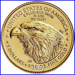 2021 1/10 Oz $5 Gold American Eagle Coin Uncirculated Type 2 In Stock