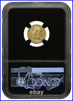 2021 1/10 oz Gold American Eagle T-1 $5 NGC MS70 FR BC Excl Gold Foil Label