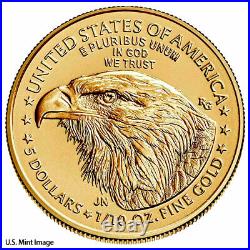 2021 1/10 oz Gold American Eagle Type 2 $5 GEM BU