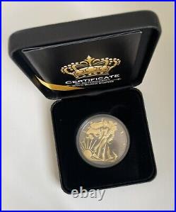 2021 1 Oz. 999 American Eagle Ruthenium Gold Gilded Pure Silver Coin