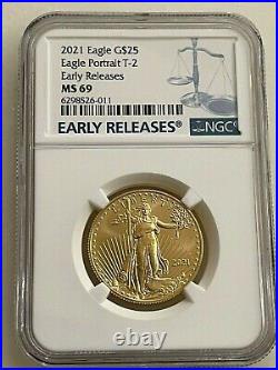 2021 $25 Type 2 Gold Eagle NGC MS69 Early Releases 1/2 Ounce