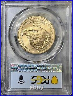 2021 $50 1 oz. Gold Eagle PCGS MS70 Type 2 FDOI Coin First Day of Issue Flag
