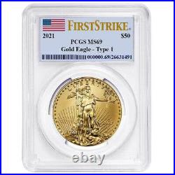 2021 $50 American Gold Eagle 1 oz. PCGS MS69 First Strike Flag Label