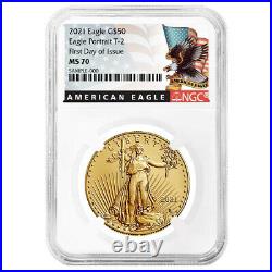 2021 $50 Type 2 American Gold Eagle 1 oz NGC MS70 FDI Black Label