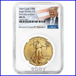2021 $50 Type 2 American Gold Eagle 1 oz NGC MS70 FDI Trump Label