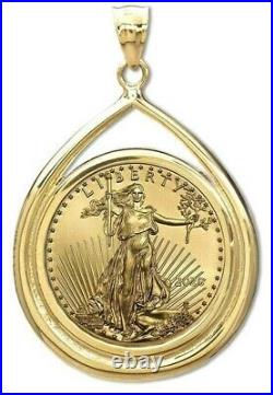 2021 $5 Gold American Eagle Gem Coin Set In 14-kt Teardrop Bezel $478.88