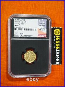 2021 $5 Gold Eagle Ngc Ms70 Type 1 First Day Of Issue Fdi John Mercanti Signed