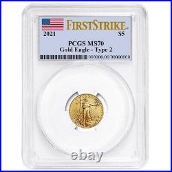 2021 $5 Type 2 American Gold Eagle 1/10 oz. PCGS MS70 FS Flag Label
