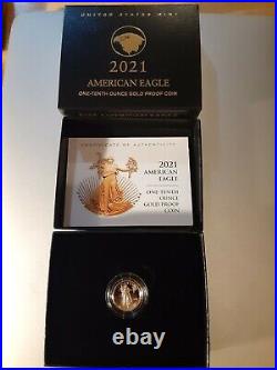 2021 American Eagle GOLD PROOF 1/10 oz. Type 2 in Hand
