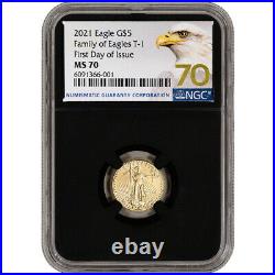 2021 American Gold Eagle 1/10 oz $5 NGC MS70 First Day of Issue Grade 70 Black